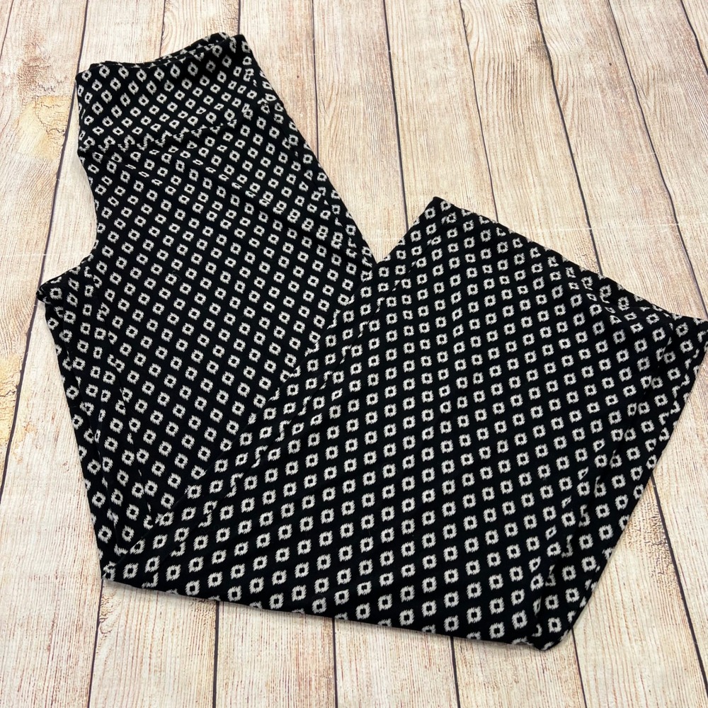 J. Jill Wearever Smooth-Fit Full Leg Pants Black White Geometric Diamond Small